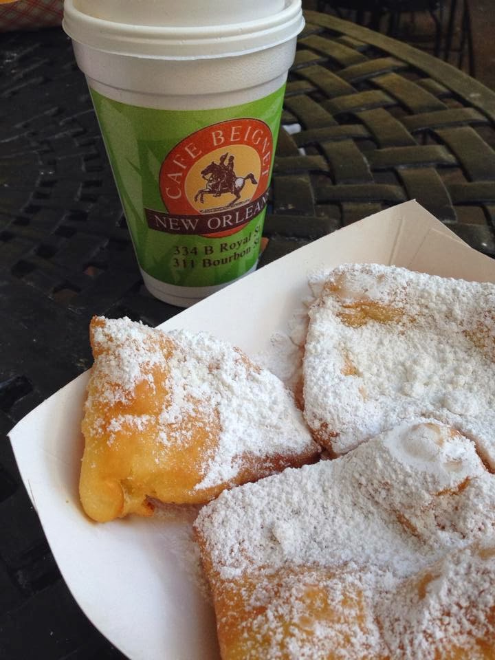 beignets at Cafe Beignet in Royal St